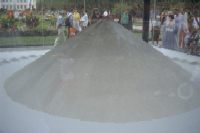 The world's biggest candy kiss -- or a pile of hourglass sand