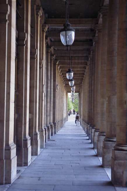 the long arcarde of the Palais Royal